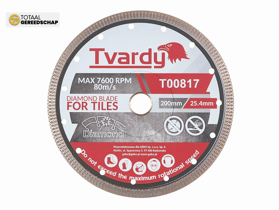 Continuous rim diamond blade 200x10x25.4/22.23mm