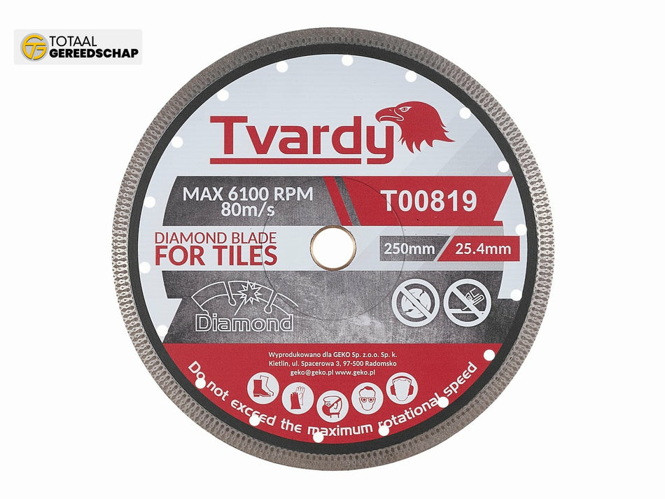 Continuous rim diamond blade 250x10x25.4/22.23mm