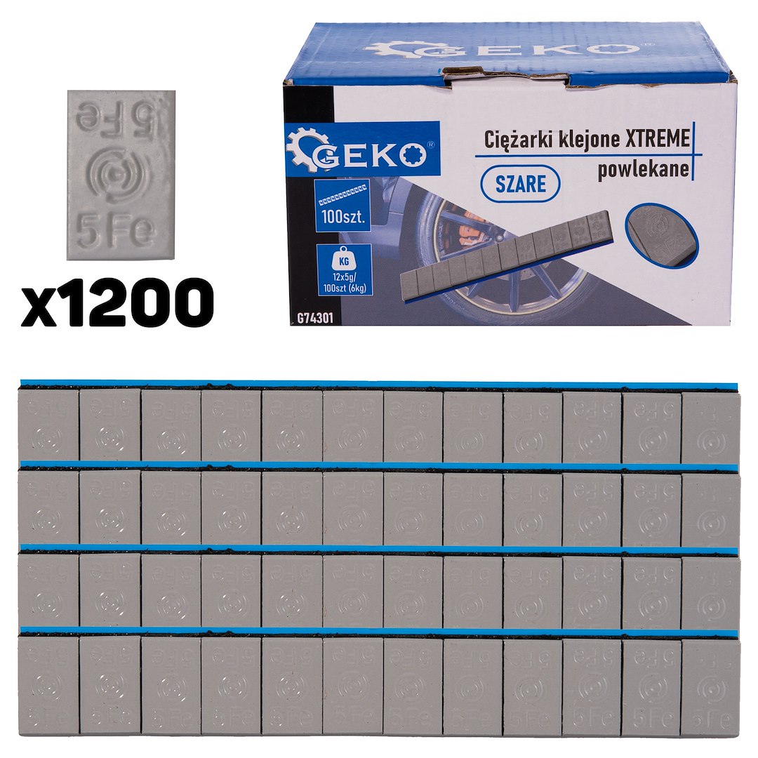 Zelfklevende wielgewichten strips XTREME 100x12x5g grijs gecoat (6kg)