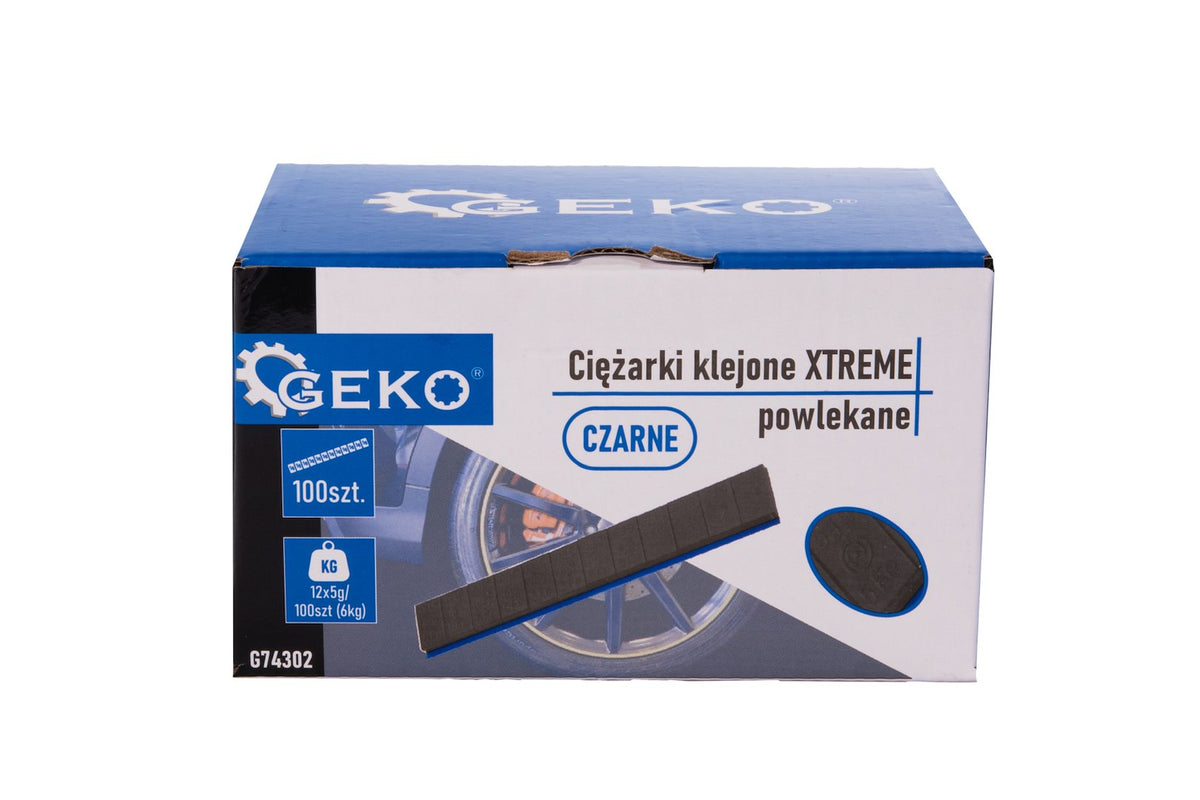 Zelfklevende wielgewichten strips XTREME 100x12x5g zwart gecoat (6kg)
