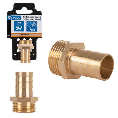 Messing verbinding voor 19mm slang – buitendraad 3/4”
