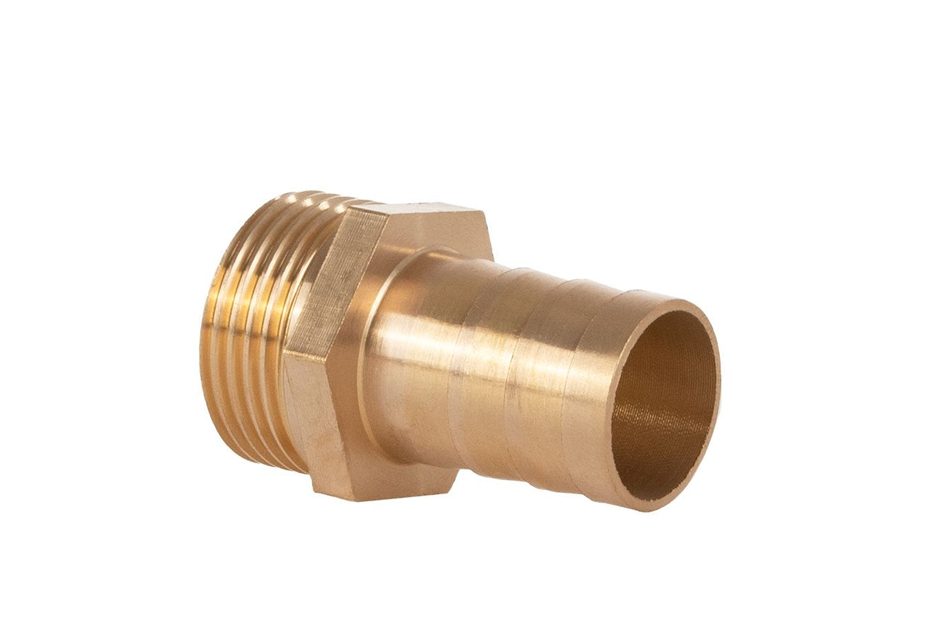 Messing verbinding voor 19mm slang – buitendraad 3/4”