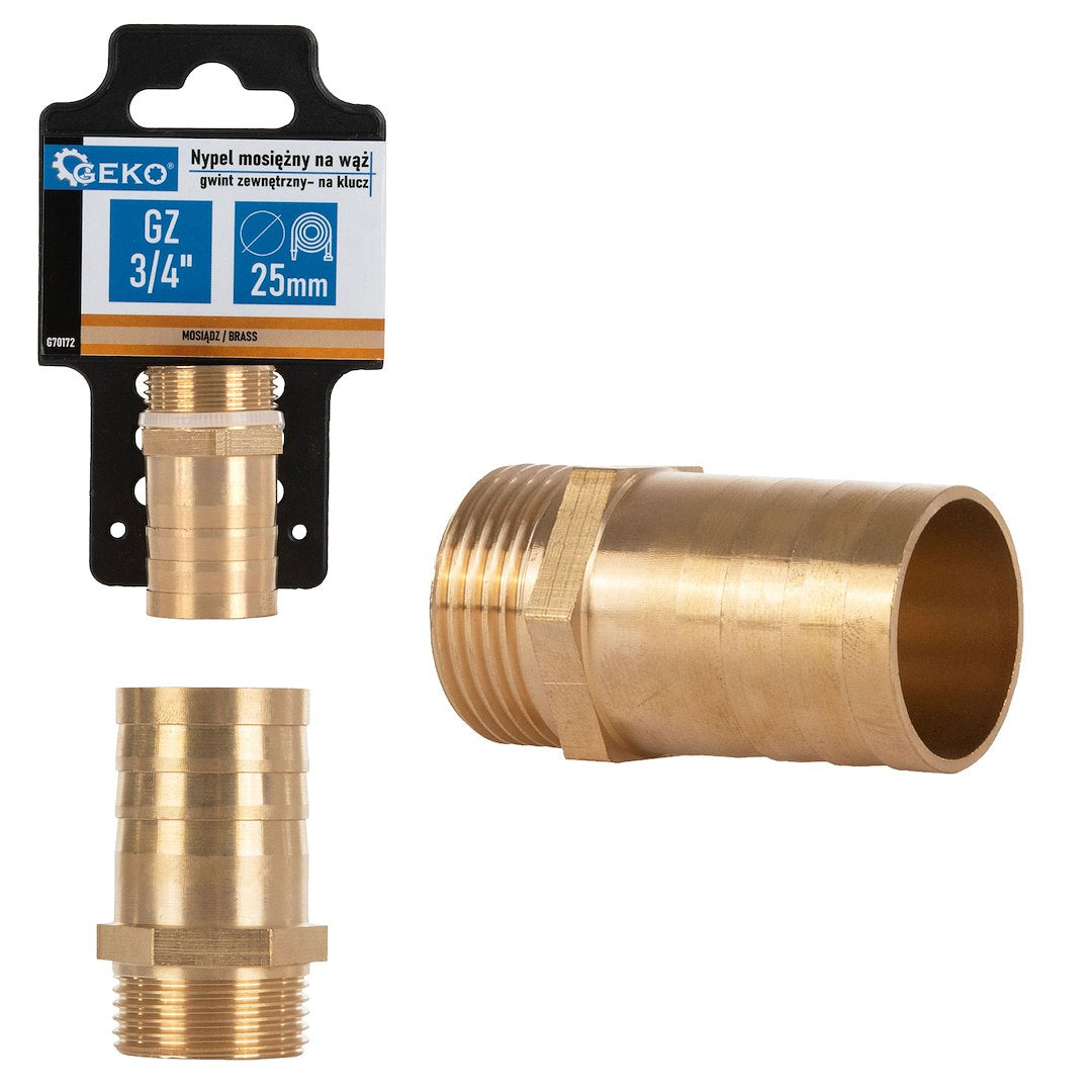 Messing verbinding voor 25mm slang – buitendraad 3/4”