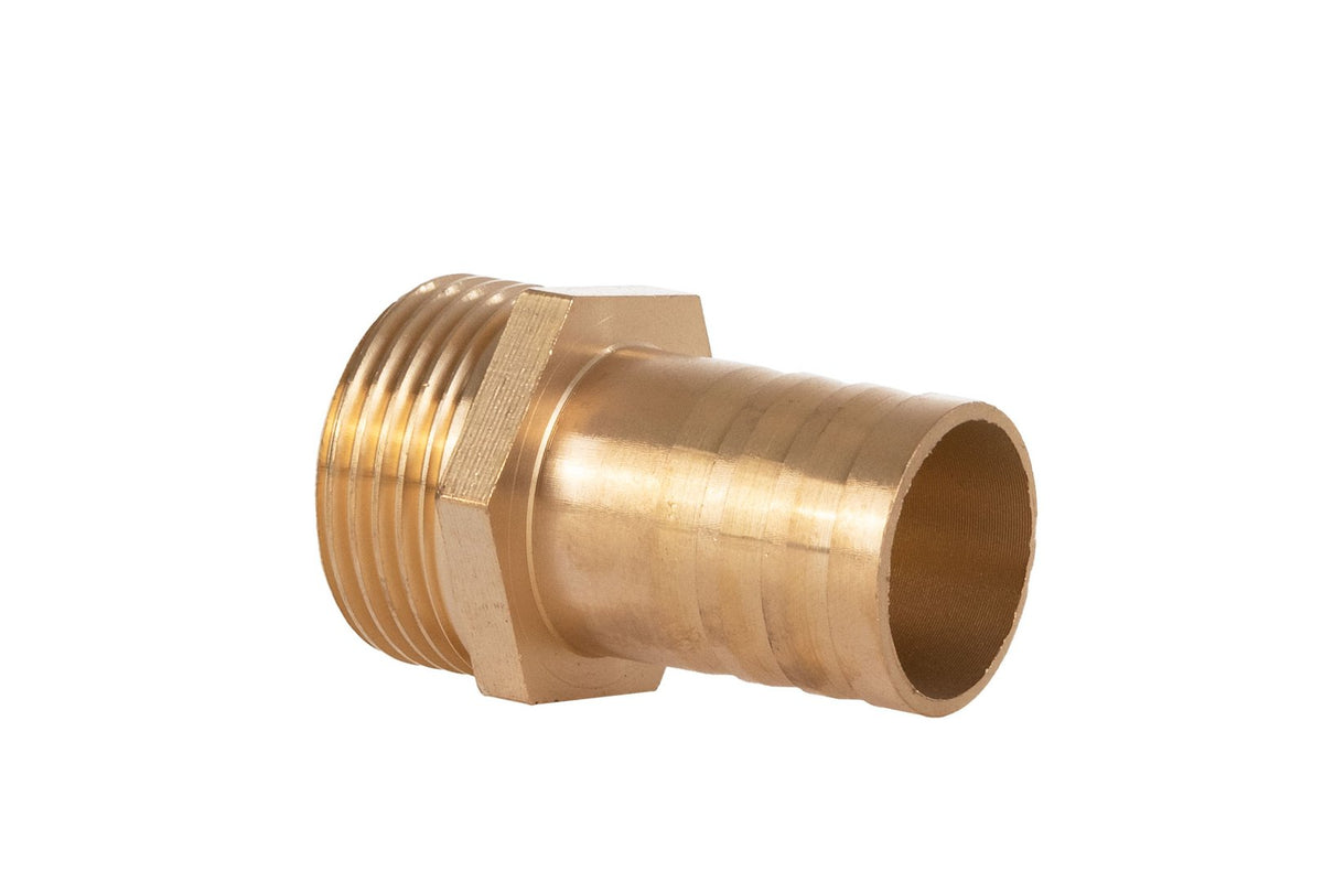 Messing verbinding voor 25mm slang – buitendraad 1”