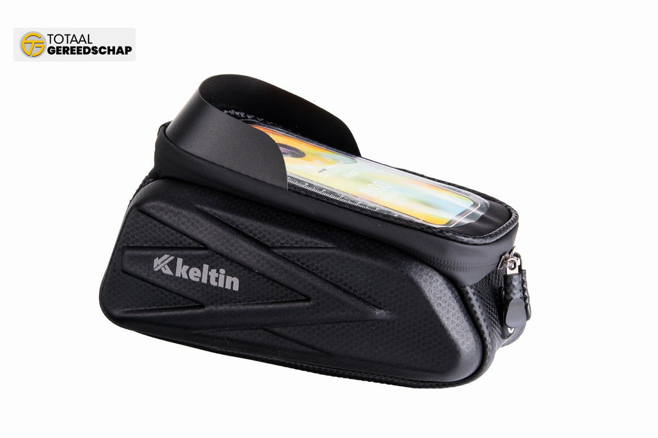 Waterproof velcro bicycle frame bag with phone holder