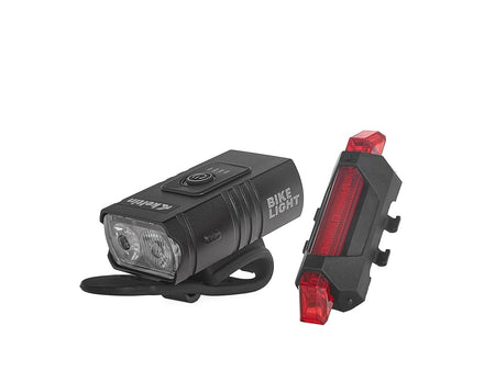 Waterdichte fietslamp set USB IPX4 – voorlamp 800lm + achterlicht 120lm