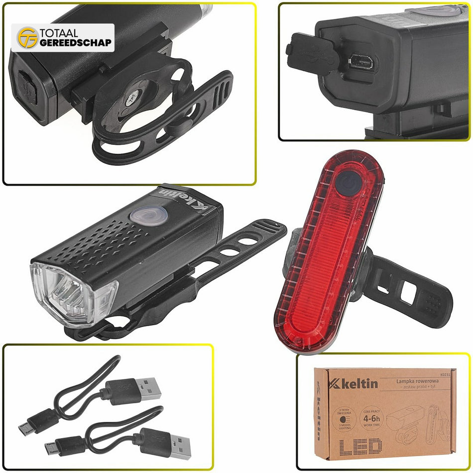 Waterproof bicycle light set USB IP54