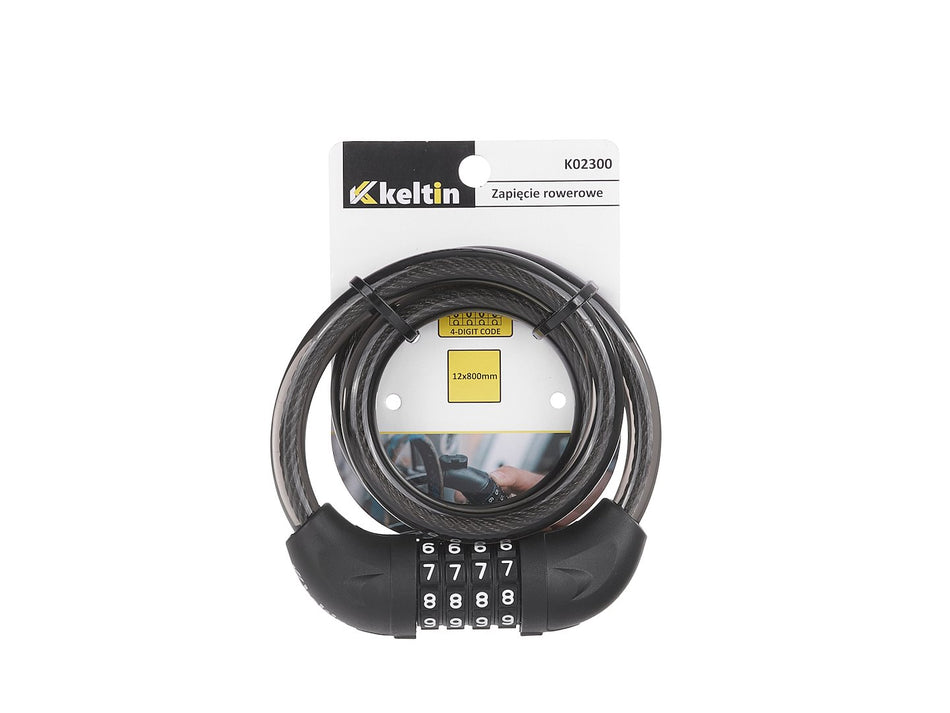 Fietskabelslot met 4-cijferige combinatie 12x800mm