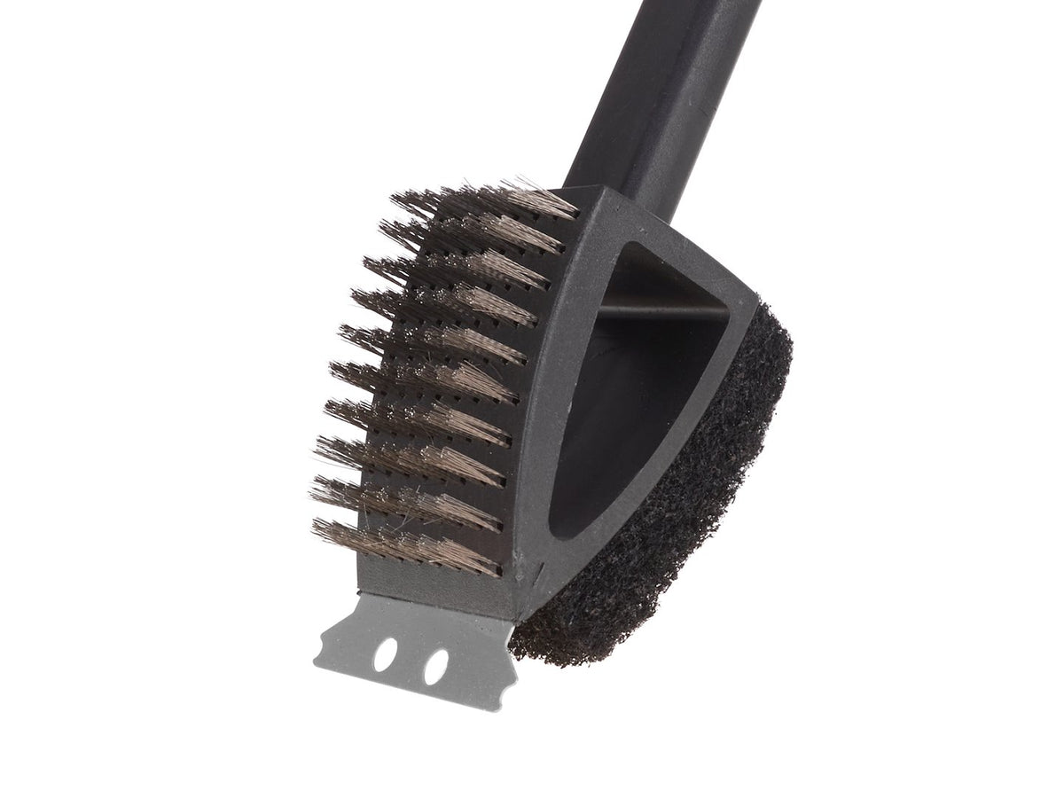 3-in-1 barbecueborstel met schraper en spons