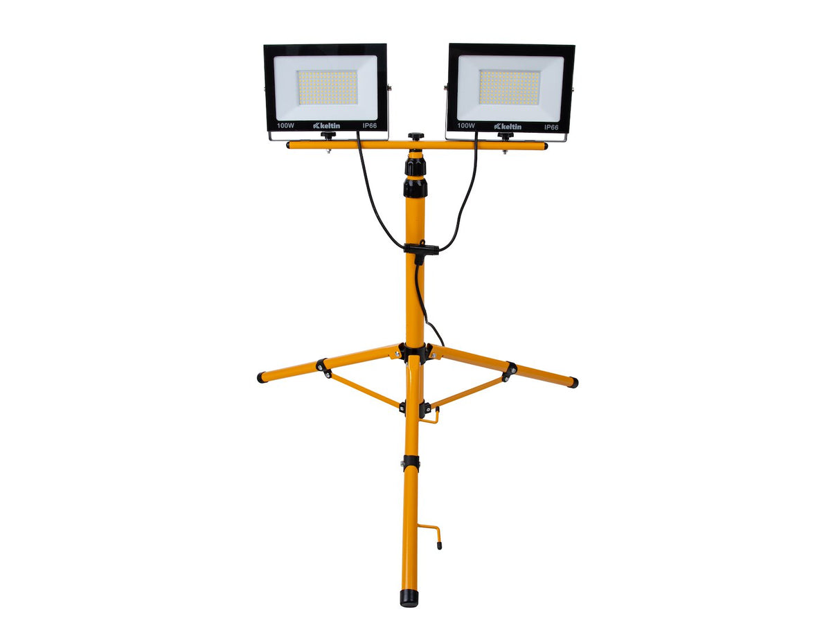 LED-schijnwerper 2x100W met telescoop-bouwstatief – koud wit 6500K