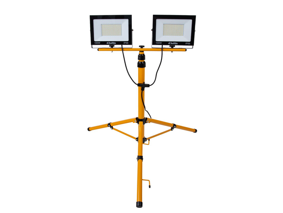 LED-schijnwerper 2x100W met telescoop-bouwstatief – neutraal wit 4500K