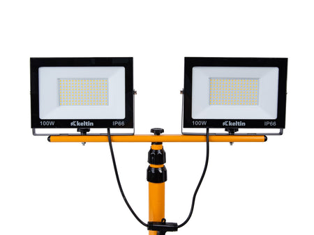 LED-schijnwerper 2x100W met telescoop-bouwstatief – neutraal wit 4500K