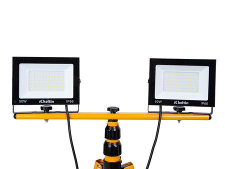 LED-schijnwerper 2x50W met telescoop-bouwstatief – neutraal wit 4500K