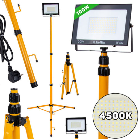 LED-schijnwerper 100W met telescoop-bouwstatief – neutraal wit 4500K