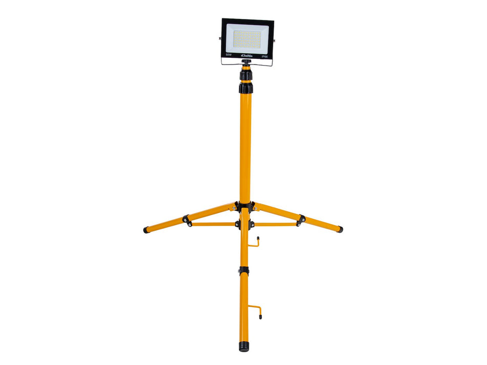 LED-schijnwerper 50W met een telescopische constructiedriepoot – neutrale witte kleur 4500K