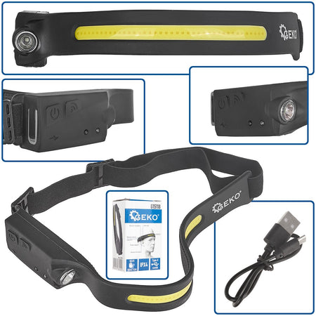 Hoofdlamp met bewegingssensor LED COB 3W + 1W XPE 1200mAh 350lm IPX4