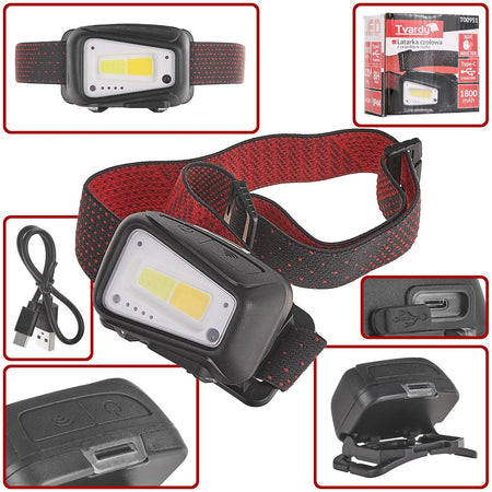 Hoofdlamp met bewegingssensor LED COB 8W (5W+3W) 1800mAh 520lm IP44