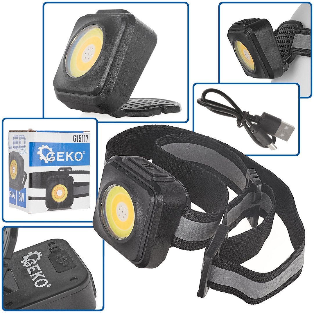 Schokbestendige hoofdlamp LED COB 3W 500mAh 500lm IP44
