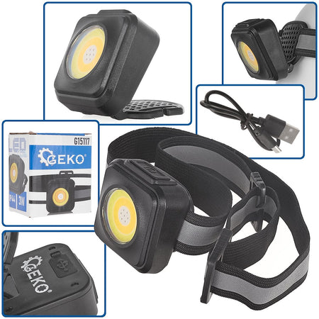 Schokbestendige hoofdlamp LED COB 3W 500mAh 500lm IP44