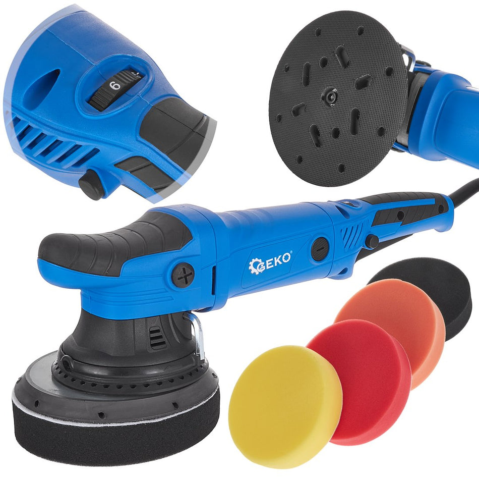 Dual action polijstmachine 150mm GEKO PREMIUM + 4 sponsen set