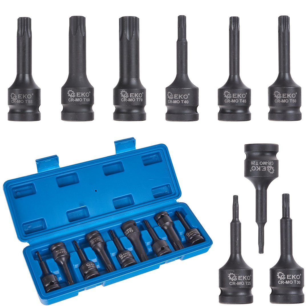 9-delige torx slagmoersleutelset T20-T70
