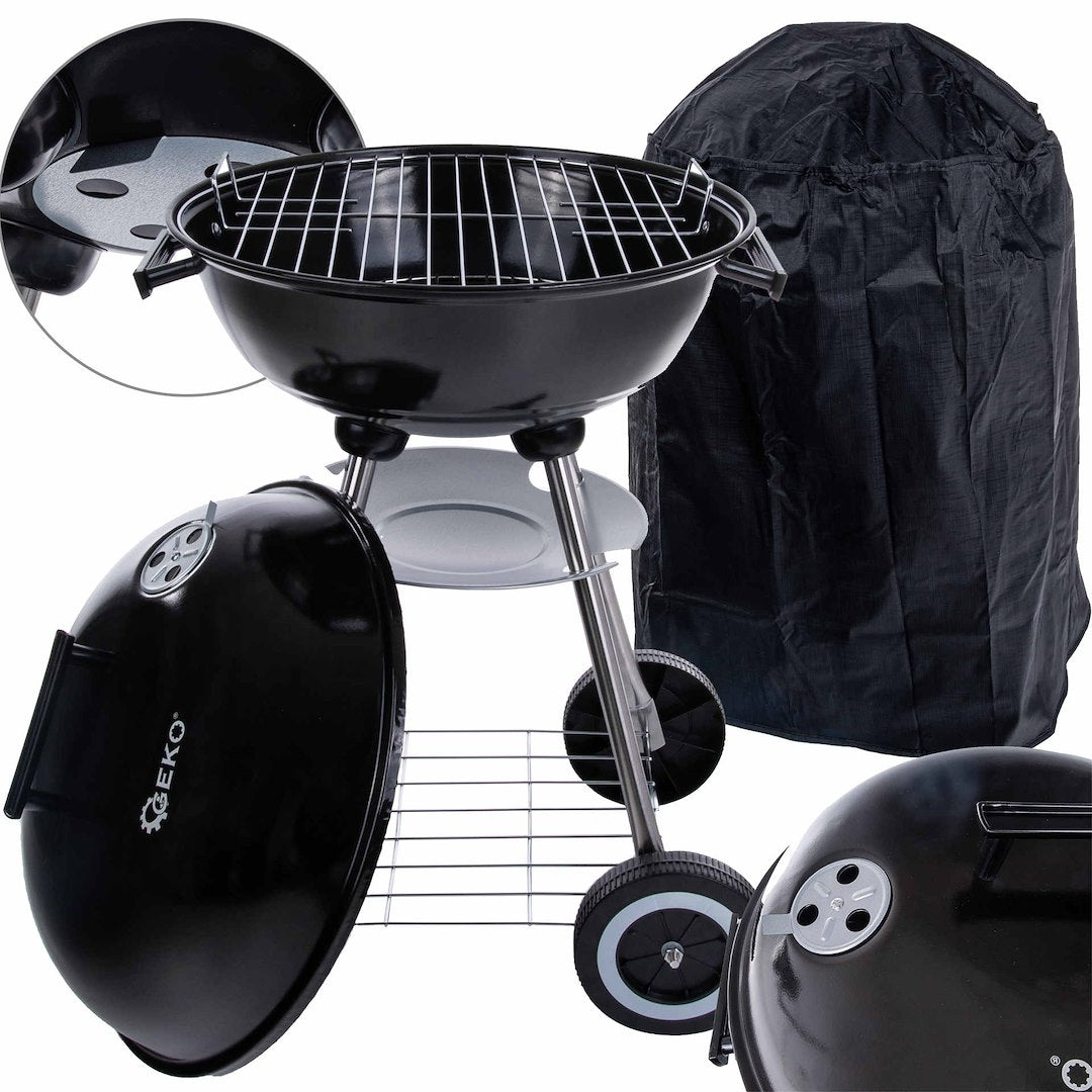 Ronde houtskoolgrill met deksel - roosterdia. 39cm