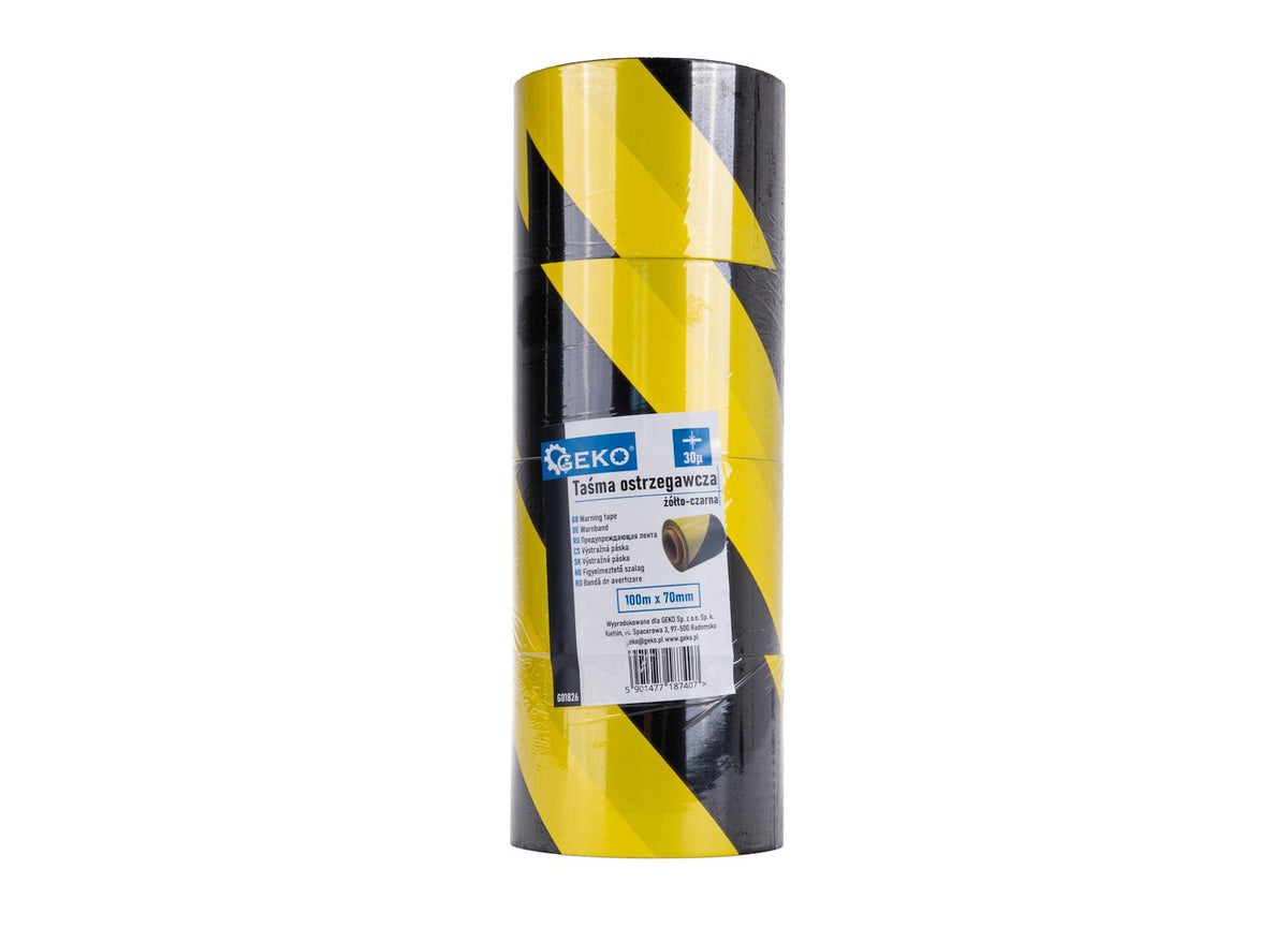 Geel-zwart waarschuwingslint 100 m x 70 mm