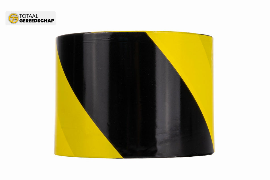 Yellow and black warning tape 100m x 70mm