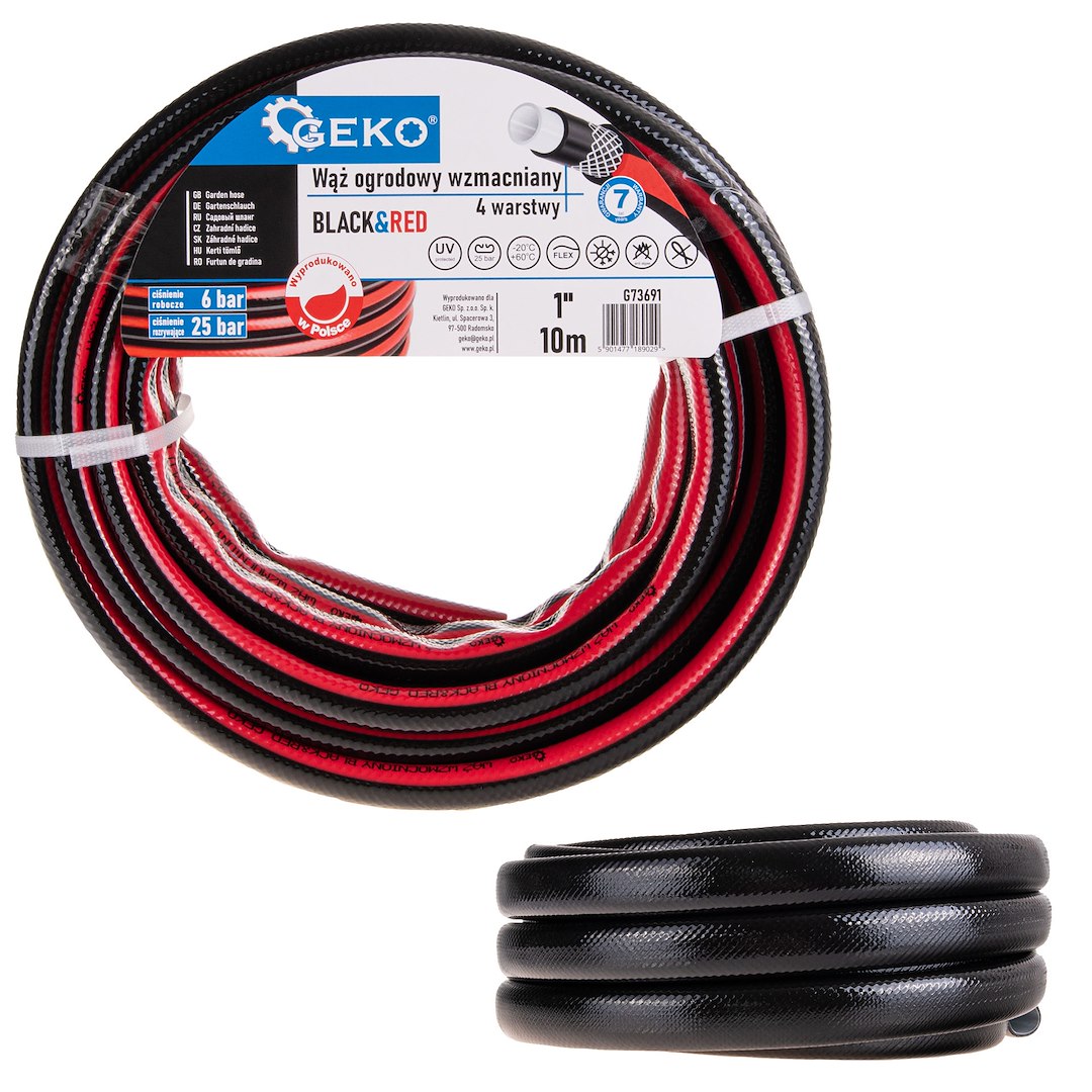 Tuinslang ZWART&ROOD 1" 10m (sterk)
