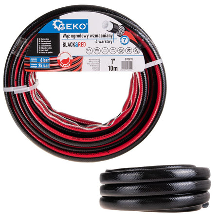 Tuinslang ZWART&ROOD 1" 10m (sterk)