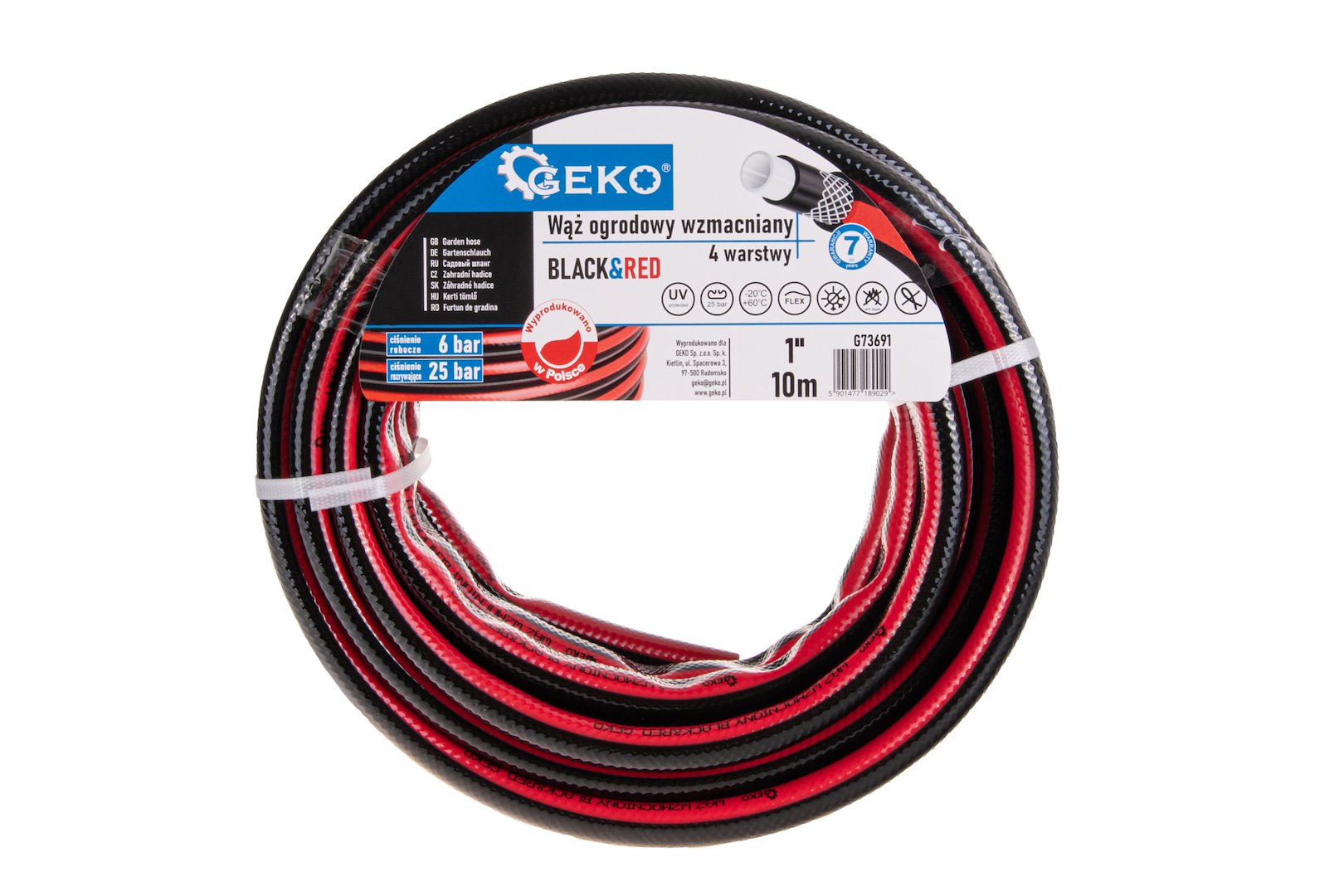 Tuinslang ZWART&ROOD 1" 10m (sterk)
