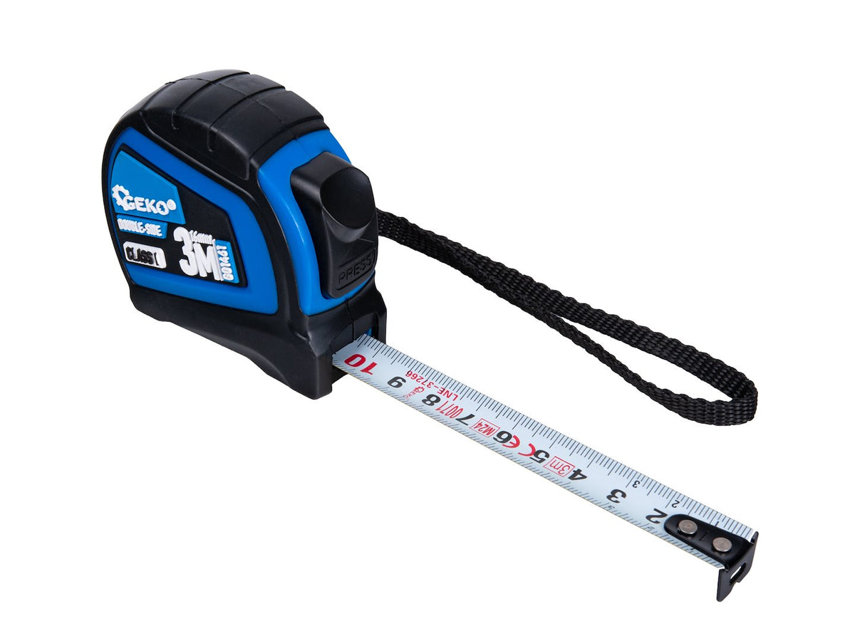 Dubbelzijdige nylon rolmaat met automatische stop 3m/16mm KLASSE I – displaybox