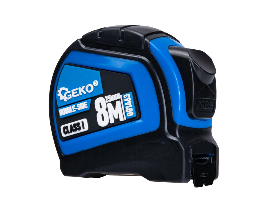 Dubbelzijdige nylon rolmaat met automatische stop 8m/25mm KLASSE I – displaybox