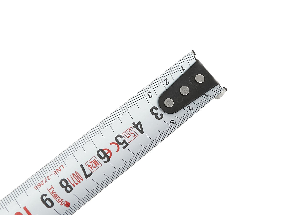 Dubbelzijdige nylon rolmaat met magneet en automatische stop 5m/25mm KLASSE I – displaybox
