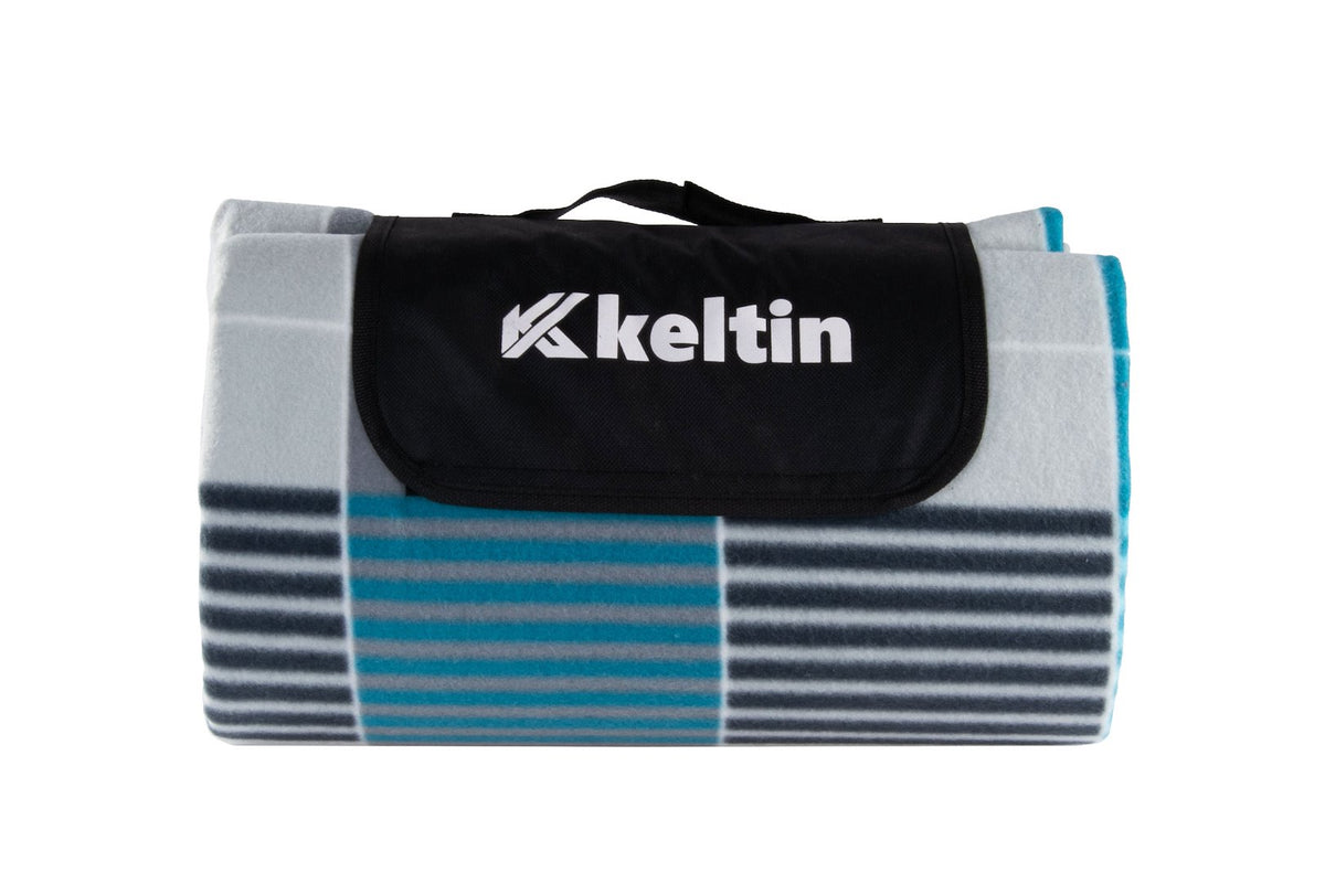 Geïsoleerde stranddeken 200x200 (grijs & blauw)