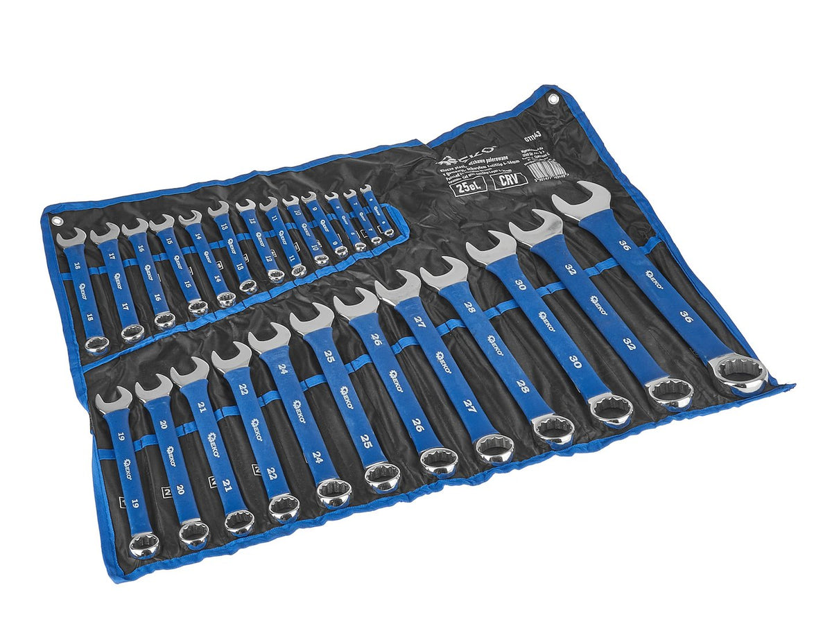 Gepolijste ringsleutelset met antisliplaag 6-36mm 25 stuks