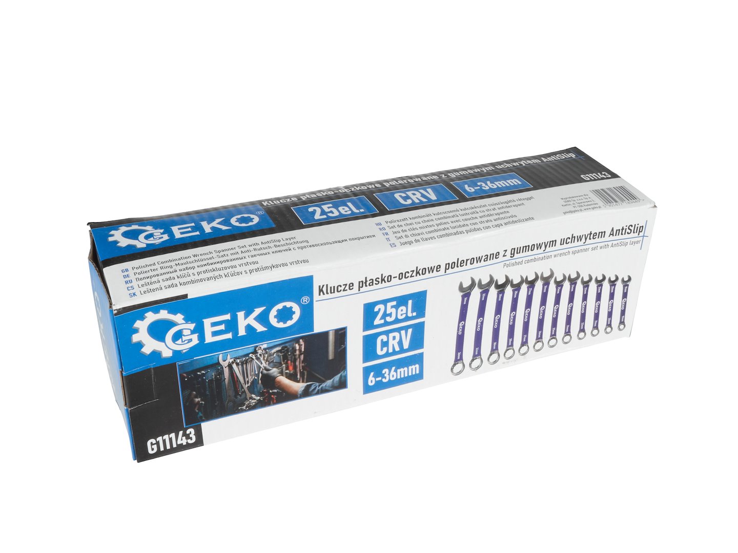 Gepolijste ringsleutelset met antisliplaag 6-36mm 25 stuks