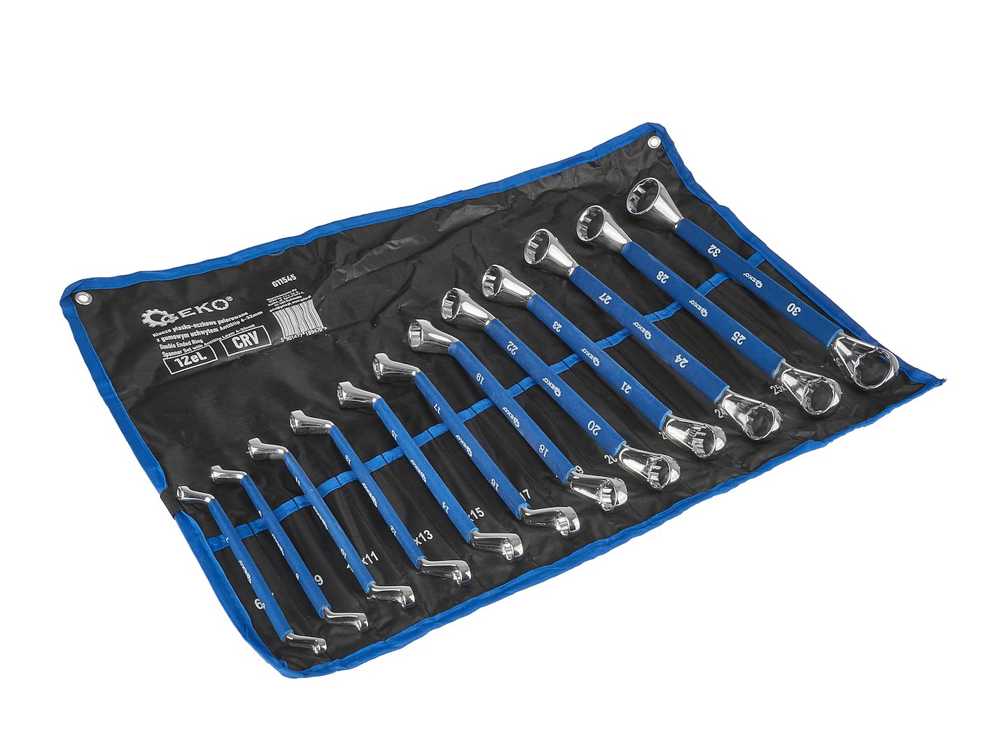 Dubbelzijdige ringsleutelset met anti-sliplaag 6-32mm 12 stuks
