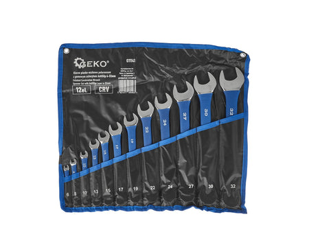 Polijstende steeksleutel- en ringsleutelset met rubberen handgreep AntiSlip 6-32mm 12 dlg. CRV (4)