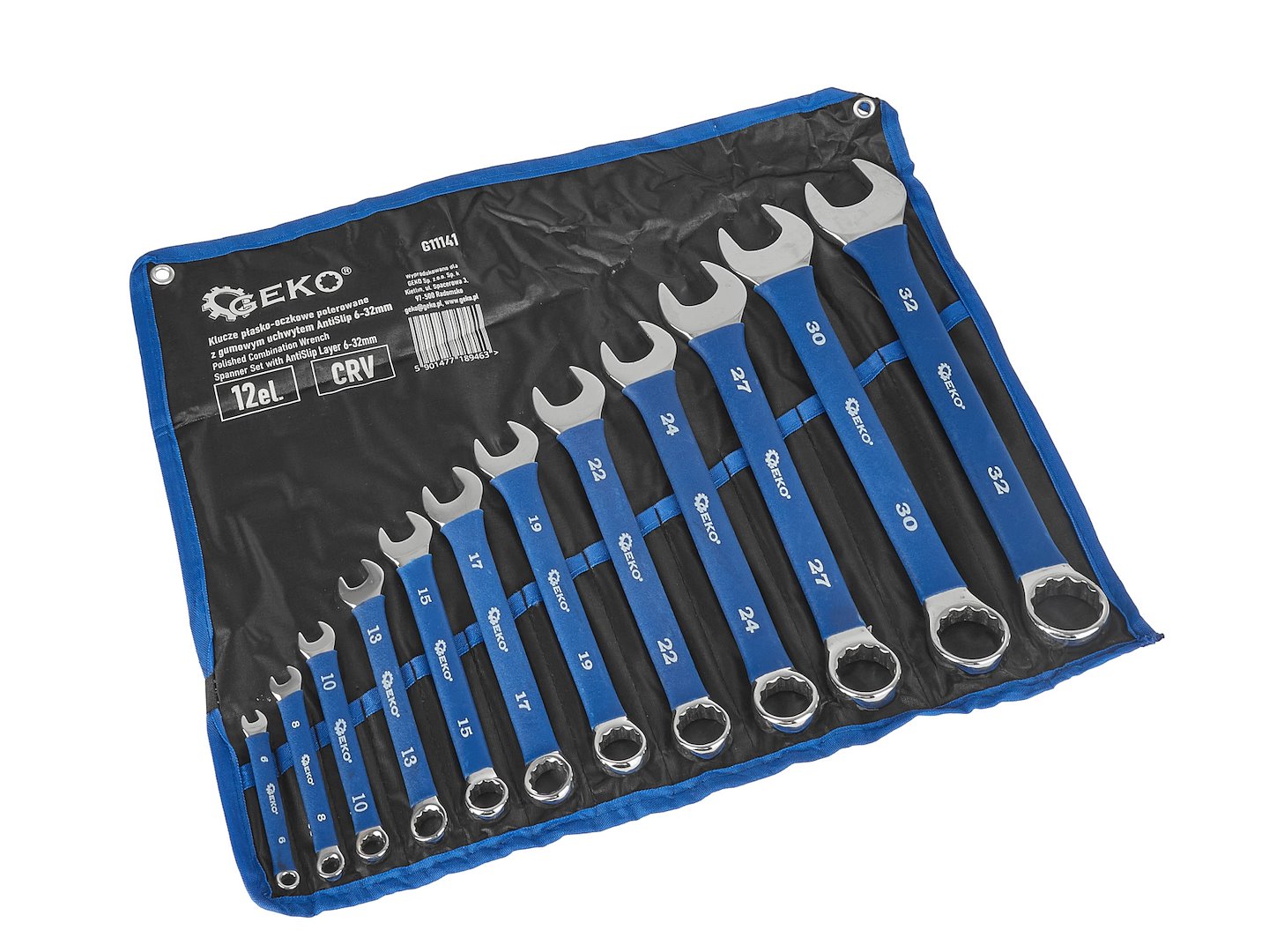 Polijstende steeksleutel- en ringsleutelset met rubberen handgreep AntiSlip 6-32mm 12 dlg. CRV (4)