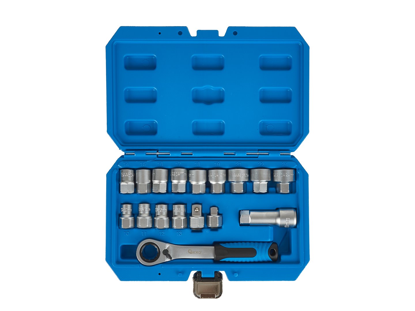 17-delige splines-dopsleutelset CrV met ratel