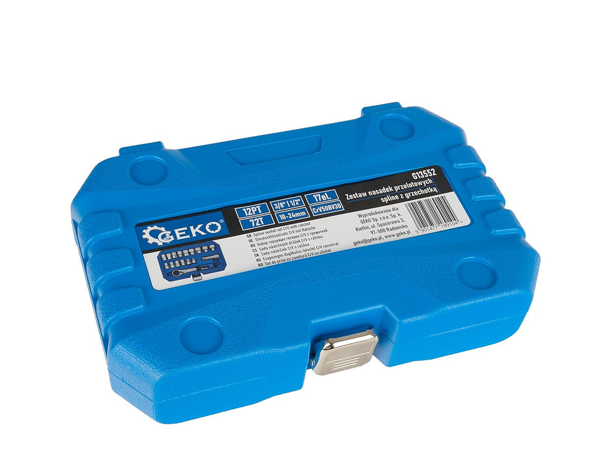 17-delige splines-dopsleutelset CrV met ratel