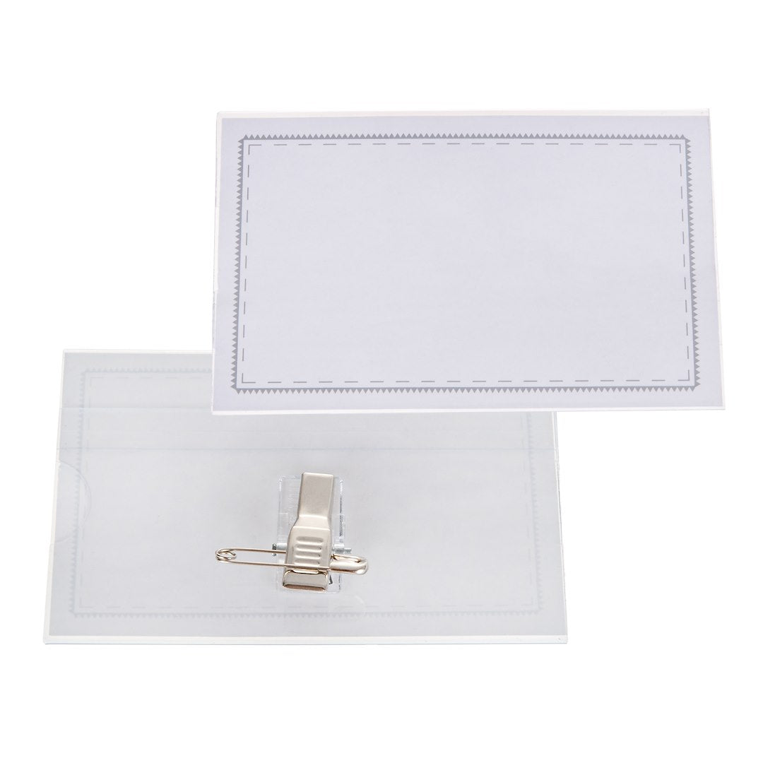 ID-badge met clip en veiligheidsspeld 90x56mm