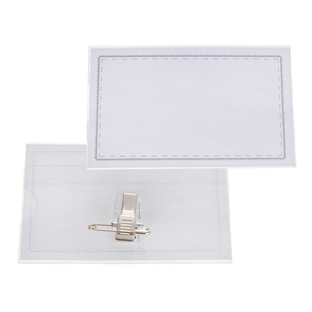 ID-badge met clip en veiligheidsspeld 90x56mm