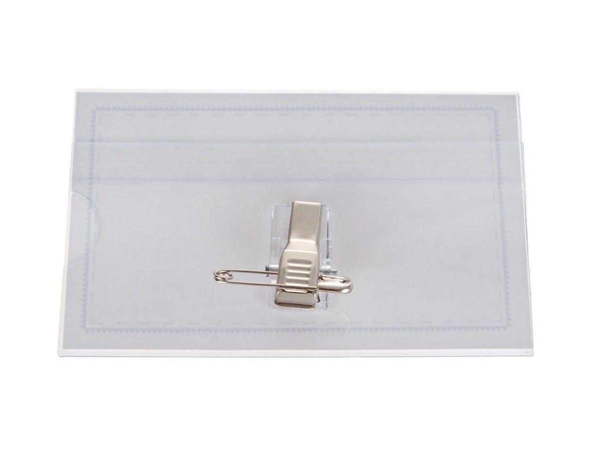 ID-badge met clip en veiligheidsspeld 90x56mm