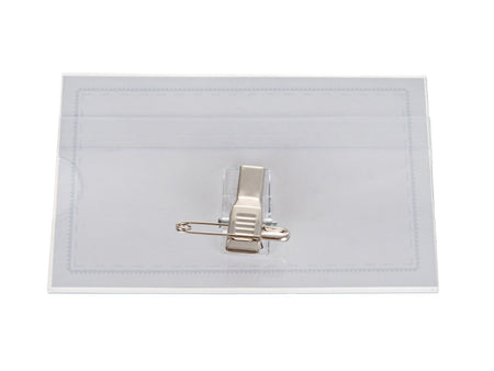ID-badge met clip en veiligheidsspeld 90x56mm