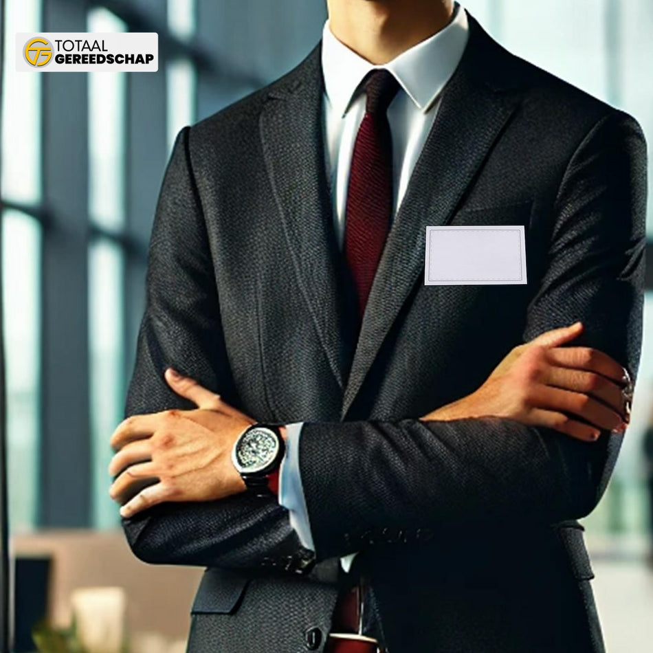 ID badge with clip and safety pin 90x56mm