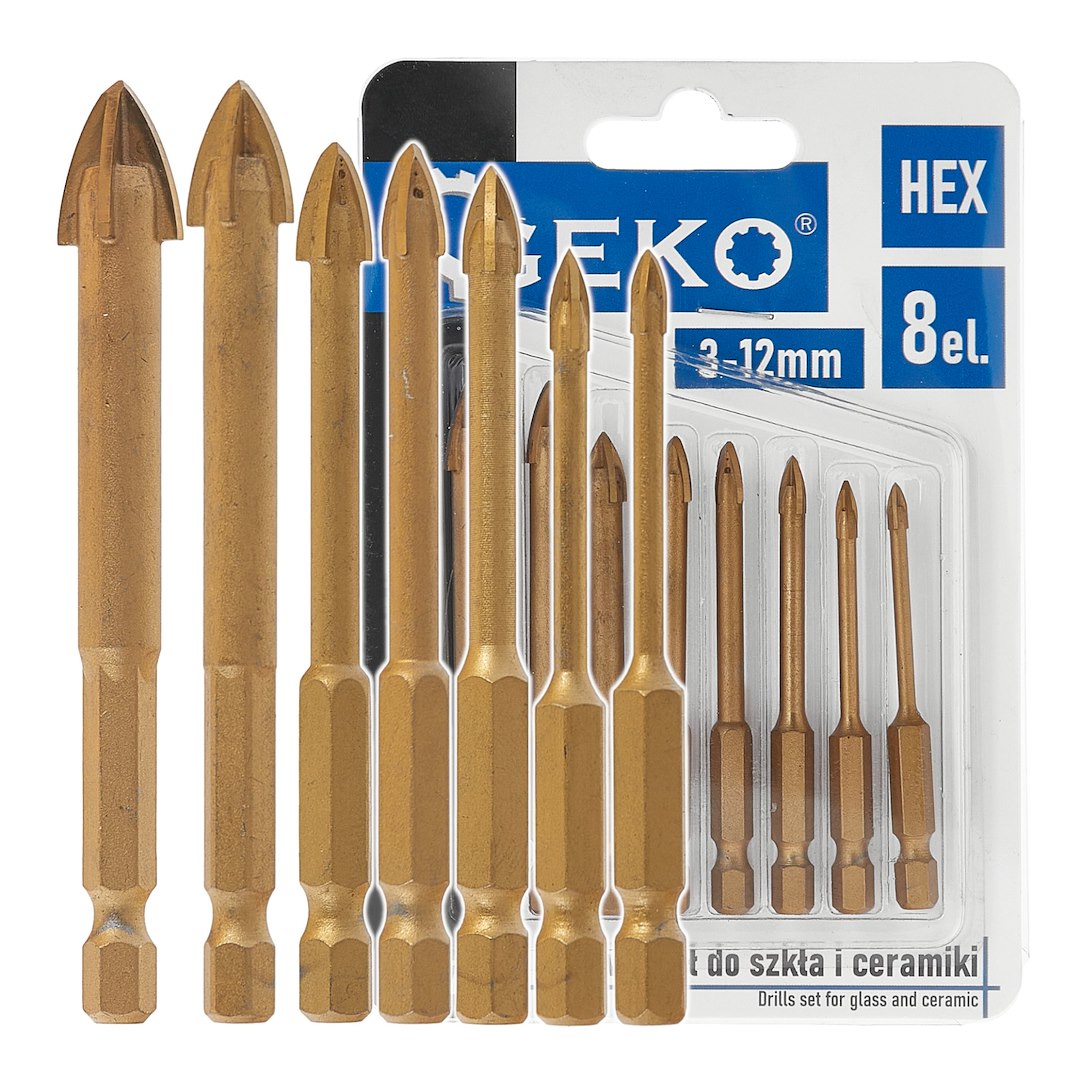 8-delig boorset voor glas en keramiek 3-12mm