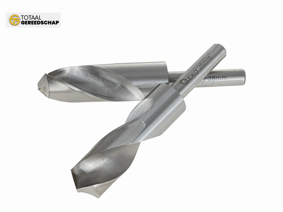 Set van 2 HSS-spiraalboren met een schacht van 26-28 mm