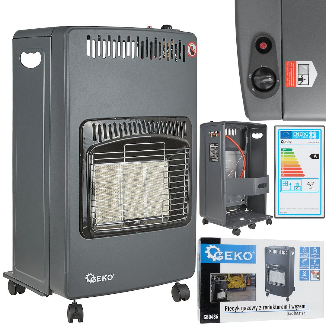 Indoorkachel op gas 4,2 kW met reducer en slang type 2